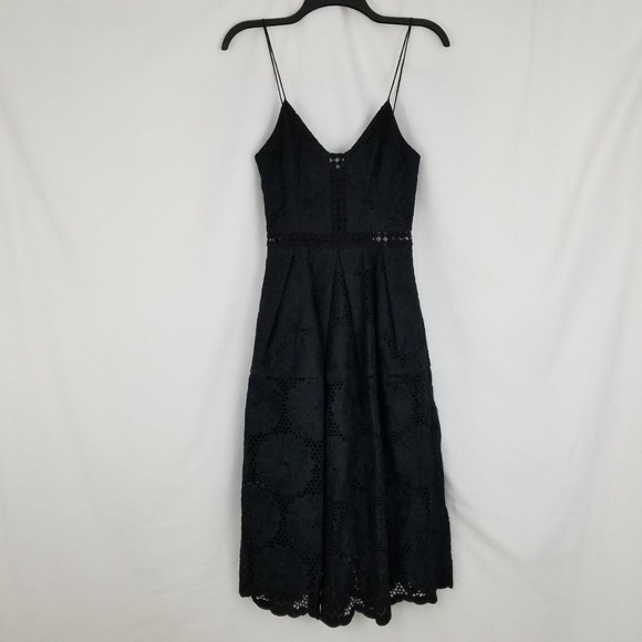 NWT N Nicholas Black Sunflower Lace Ball Tea Dress - Picture 2 of 8